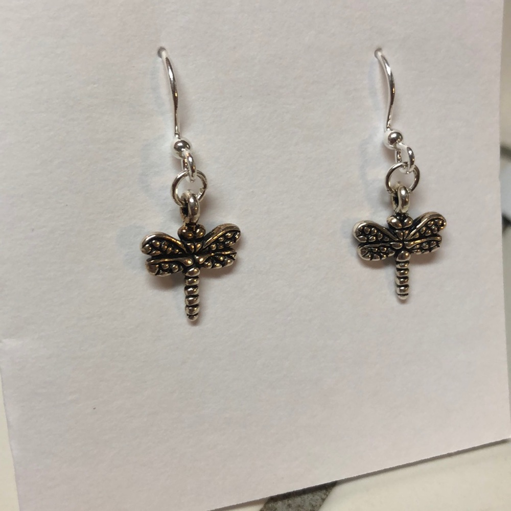 Handmade ❤️ Silver Dragonfly Earrings - Picture 2 of 3